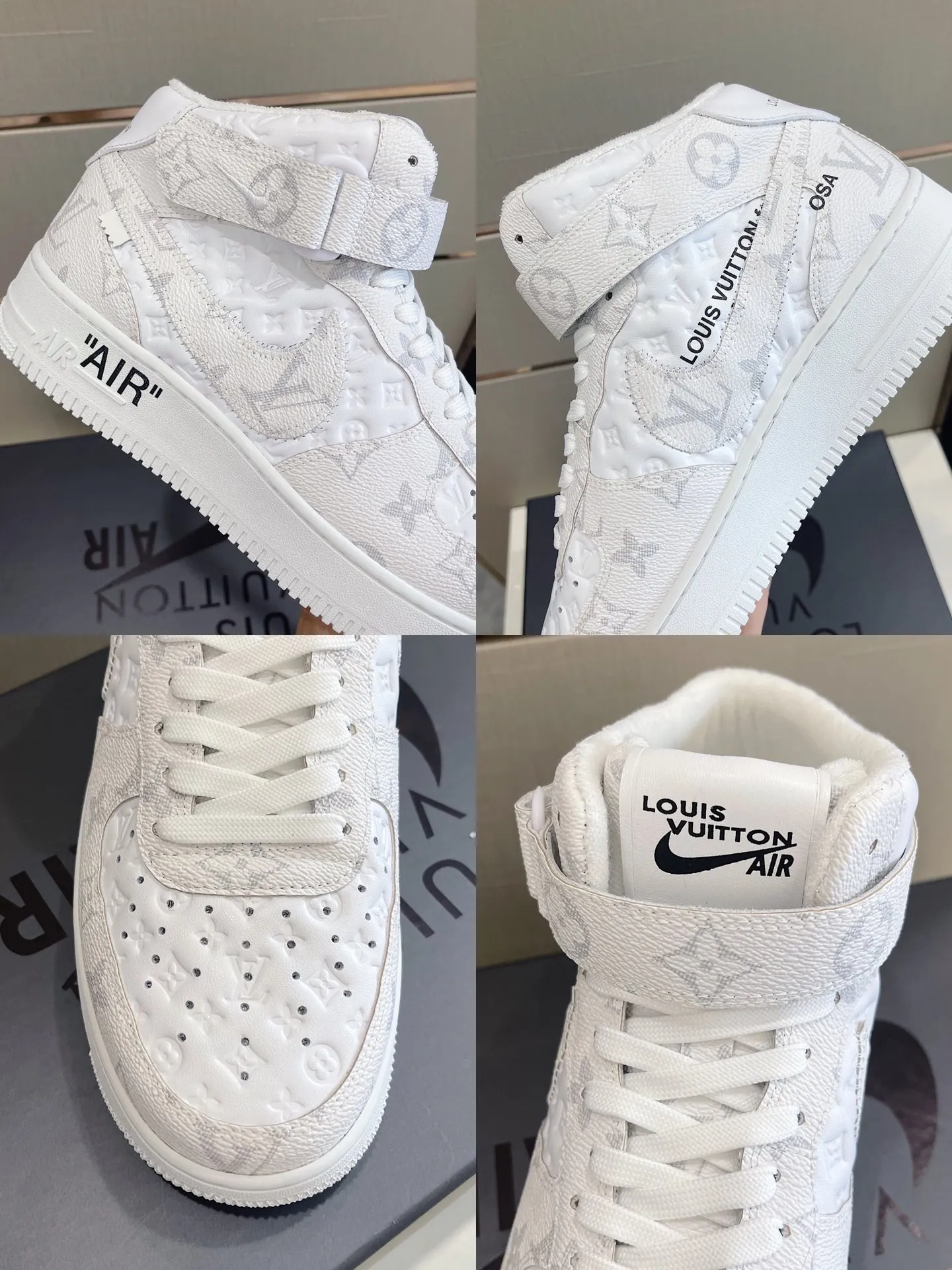 P480 Loui* Vuitto* x OFF-WHITE x Nike three-party collaboration! Trendy and cool men's high-top casual sports shoes with unrivaled color matching. The design idea basically continues the style of THE TEN. The Swoosh line and tongue label have a very familiar visual effect and are both fashionable and trendy! A must-have for fashionistas! The effect on your feet is absolutely stunning! Size: 38-45